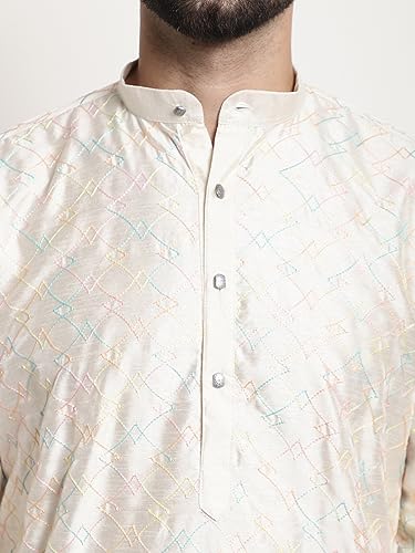 Image of SOJANYA (Since 1958 Men's Silk Blend Kurta and Pyjama with Nehru Jacket