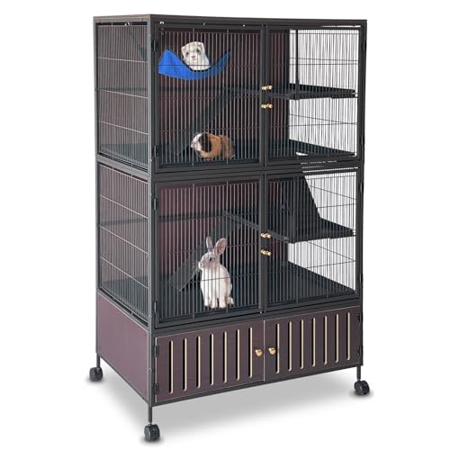 GarveeHome Large Ferret Cage with Locker, 59" H Rolling Ferret Nation Cage for Guinea Pigs, Rabbits, Chinchillas, Includes Ferret Cage Liner Hammock, Removable Ramps, Trays-Red by GarveeHome - Used condition - US$246.16
