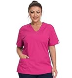 Vêtements Médicals avec Matériau Résistant: 65% Polyester, 35% Coton, compact, doux et lavable en machine. Pas facile de se déformer et de s'estomper. Idéal blouse de travail.