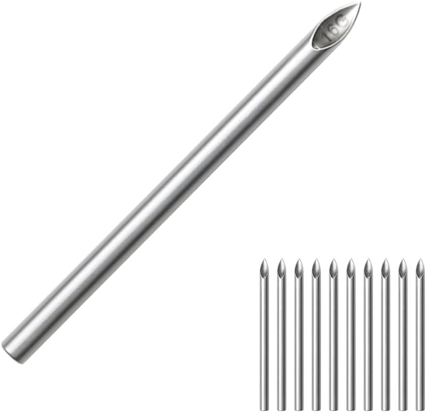 10Pcs Body Piercing Needles, E.O Gas Sterilised Individual Packed 10G, 12G, 13G, 14G, 15G, 16G, 18G & 20G (16)