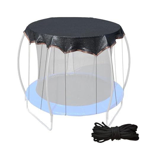 Cubierta para trampolín en terraza o zona de juegos exterior con malla protectora contra el sol