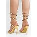 Cape Robbin Women‘s Gem-Trimmed Metallic Heels - Ankle Wrap Stiletto Sandals 4 Inch, Open Round Toe Party Heels with Lightly Cushioned Footbed & Rubber Outsole (Helia) - Gold 8