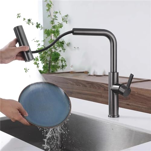 Robinet de cuisine mitigeur monotrou eau chaude froide gris - 7