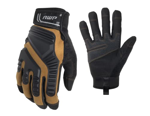 AWP Duck Canvas Max Impact Work Gloves for Men and Women, Abrasion Resistant, Large