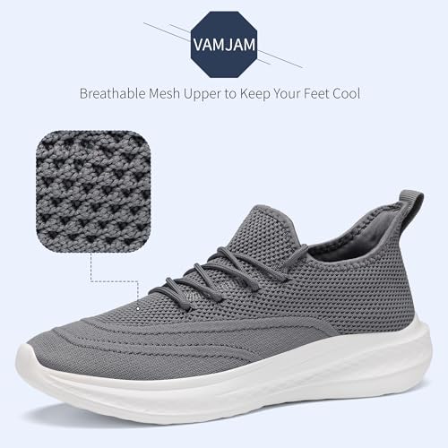 Image of VAMJAM Men's Running Shoes Slip On Walking Shoes Non Slip Lightweight Workout Breathable Gym Sneakers Fashion Mesh Sneakers