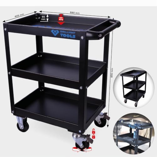 KS Tools TOOLS Service-Wagen [Powered by KS TOOLS] BT150900 Werkstatt Service-Wagen Schwarz 76, 3 x 44, 3 x 84, 3 cm (B x T x H)