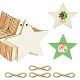 Especificaciones: 40 colgantes de madera en forma de estrella con agujeros, cada estrella se suministra con una cuerda para colgar. Fácil de colgar con agujeros pretaladrados.