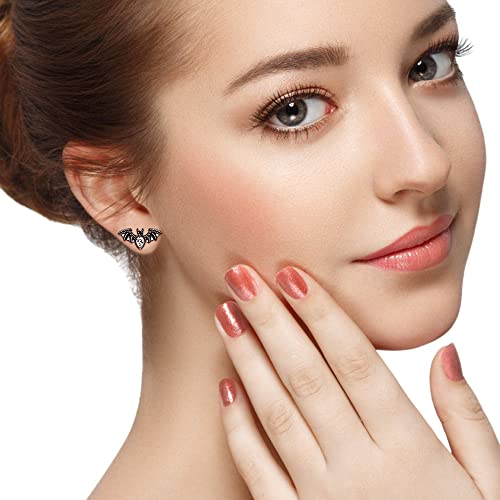 Bat Earrings Studs Sterling Silver Spooky Bat Earrings for Women Halloween Gothic Black Jewelry2