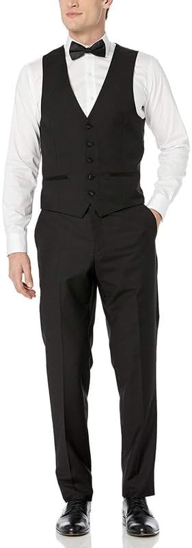 Adam Baker Men's 100% Wool Modern Fit Single Breasted Three Piece Tuxedo - Colors - Image 4