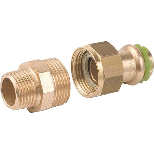 Raccord a sertir en bronze contour V, raccord visse male joint plat, P 4331 G 15x3/4