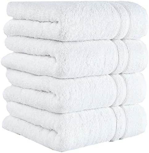 Hammam Linen White Hand Towels 4-Pack - 16 x 30 Turkish Cotton Quality Soft and Absorbent Small Towels for Bathroom 600 GSM