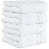 Hammam Linen White Hand Towels 4-Pack - 16 x 30 Turkish Cotton Quality Soft and Absorbent Small Towe