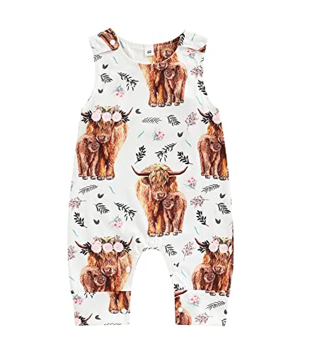 Image of Newborn Infant Baby Boy Girls Clothes Summer Jumpsuit Cartoon Animal Sleeveless Onesie Romper Western One-Piece