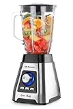 Orbegozo BV 15000 - Batidora de vaso inox, 7 velocidades, 3 funciones programadas, cuchilla de titanio, jarra de cristal de 1,5 L, 1500 W
