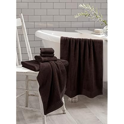 GLAMBURG Ultra Soft 6er-Pack Baumwoll-Handtuch-Set, enthält 2 übergroße Badetücher 70 x 140 cm, 2 Handtücher 40 x 60 cm und 2 Waschbetten 30 x 30 cm, Umweltfreundlich und 100% recycelbar, Braun – Bild 4
