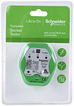 Schneider Electric Thorsman - Plug In Socket Tester, with LED Indicator, Circuit RCD Test Functionality, 220V, IMT23103, Green/Grey