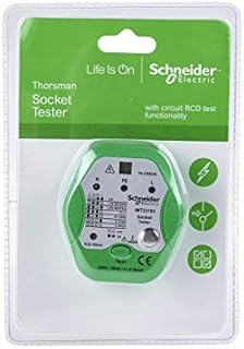 Schneider Electric Thorsman - Plug In Socket Tester, with LED Indicator, Circuit RCD Test Functionality, 220V, IMT23103, Green/Grey