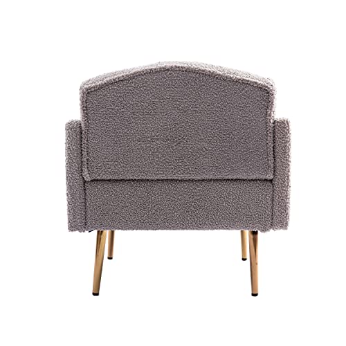 Olela Modern Accent Chair With Arms, Tufted Decorative Single Sofa Fabric Armchair With Gold Metal Legs, Upholstered Reading Chair For Living Room Bedroom Office (Grey - Fabric) #TOP5