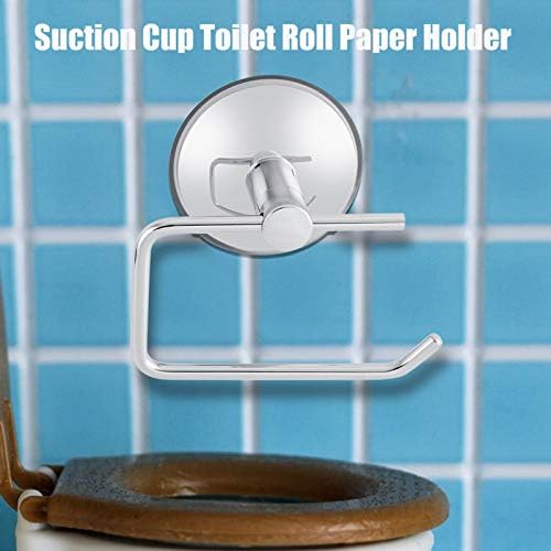 Toilet paper holder, toilet roll holder, modern stainless steel paper dispenser, no hole paper dispenser, vacuum suction cup, removable holder for bathroom, toilet, kitchen, chrome