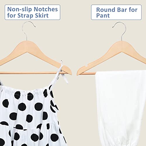 Fairyhaus Kids Hangers 20 Pack 12.8 Inch, Natural Wooden Baby Hangers For Closet, Anti-Rust 360° Swivel Hook, Notches & Smooth Finish, Durable And Strong Childrens Hangers For Clothes #TOP7