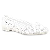 corderie weiss strasbourg  stiefelparadies Damen Ballerinas Slipper Flache Spitze Häkeloptik Feminine Slip-ons Stoff Strass Metallic Schuhe 67825 Weiß 40 Flandell