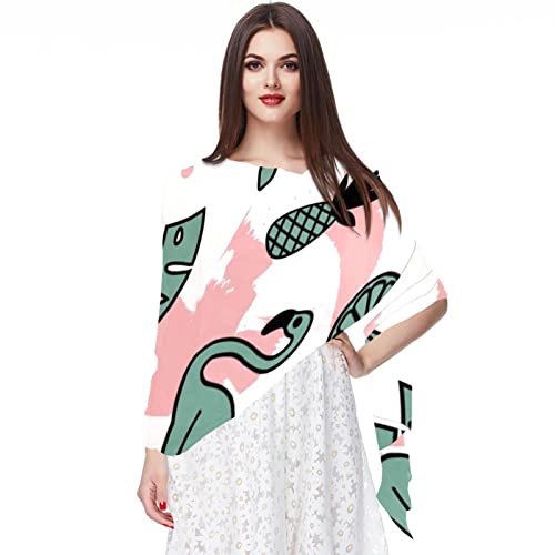 Foulard en mousseline de soie flamant rose tropical multicolore pour femme