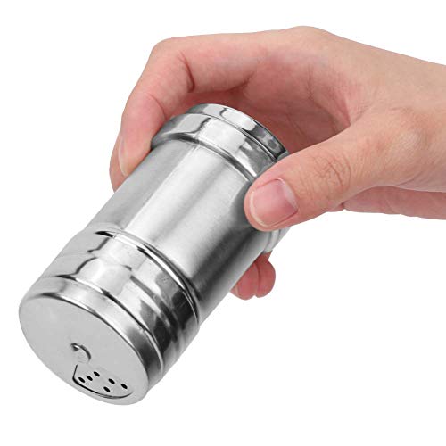 Fybida Seasonings Spice Shakers, Stainless Steel Salt and Pepper Dredge Shaker with Multiple Holes and Tight-Fit Lid Perfect for Controlled Seasoning, Medium Spice Dredge Dispenser for Kitchen Use
