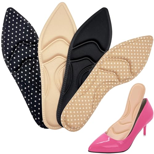 VZXQX Plantillas Tacones Altos, 4 Pares de Cojines de Tacón Alto, Inserciones Plantillas de Talón Alto para Zapatos Sueltos, Plantillas para Zapatos para Mujeres Dolor de Arco, Dolor de Pie