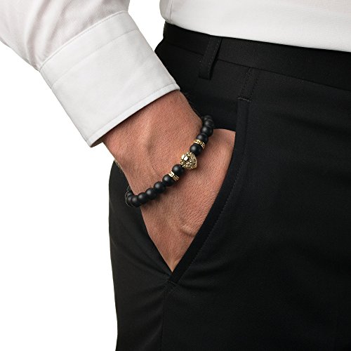 Ourania SB1-GOLD BLACK Onyx Lion Stone Bracelet Men thumb #5