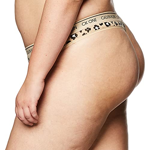 Calvin Klein Women's Ck One Cotton Thong Panty, Stephen Animal Print, L #TOP2