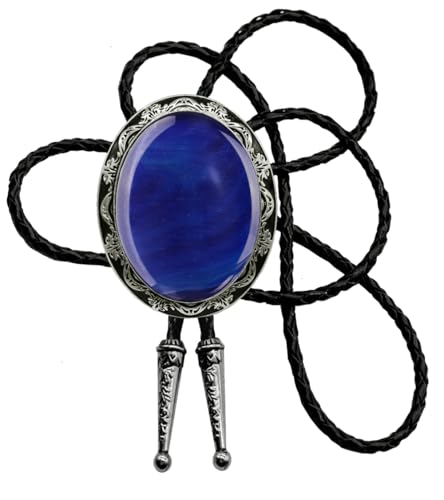 Image of Moranse Bolo Tie with Natural Tiger Eye Stone Celtic Style Genuine and Cowhide Rope