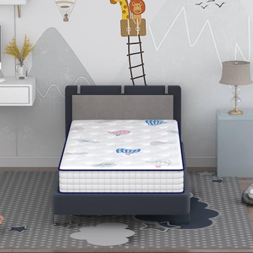 pareler bear Twin Mattress for Kids, 8' Edge Hardening to Prevent Slipping, Hybrid Mattress, Pocket Innerspring for Motion Isolation, Breathable Cover with High Density Memory Foam