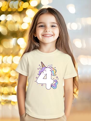 Image of Unicorn 4th Birthday Shirts for Toddler Girls Outfit 4 Year Old Fourth Four Shirt