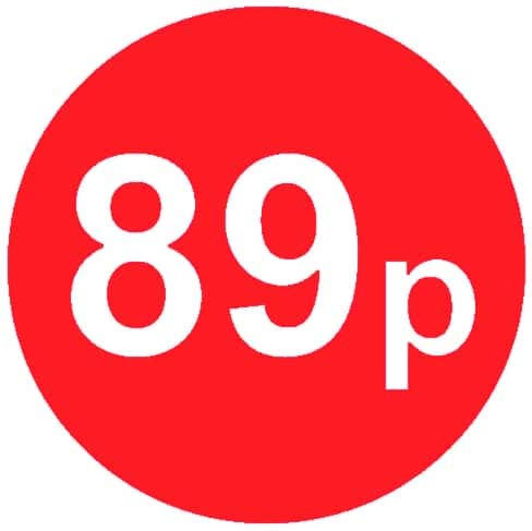 Red Price Stickers 45mm, 89p, 10000 Labels โ image 1