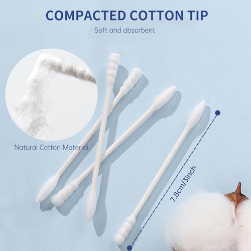 Image of Pointed Tip Cotton Swabs, 800 Count Double Tipped Precision Tips Cotton Buds Spiral Head with Paper Stick, Cotton Buds for Makeup, Personal Care, Crafts(Pointed+Spiral Head)