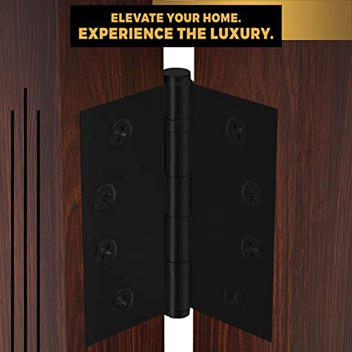Finsbury Hardware Black Heavy Duty Door Hinge Matte Black Ball Bearing 4X4 Inch Heavy Duty - Set Of 2 Solid Brass Matte Black Door Hinges (Flat Black) #TOP4