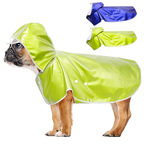 Weesiber Dog Raincoat Waterproof, Reflective Dog Rain Jacket Coat With Transparent Brim Hood, Adjustable Lightweight Puppy Poncho Slicker(Small, Fluorescent Green) #TOP9
