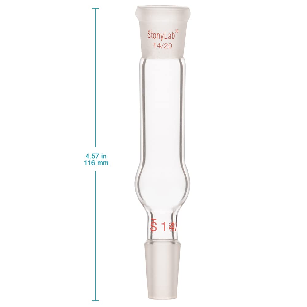 stonylab Borosilikatglas-Trocknungsrohr-Adapter, Zwei 14/20 Verbindungsstücke, Gerades Trocknungsrohr für Laborzwecke