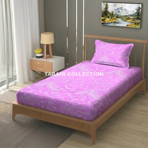 Image of Single Flat Bedsheet 60 x 90 Inch with 1 Pillow Cover, Cotton Blend Soft Breathable Bed Sheet Set for Single Bed, Lightweight Comfortable Bedding for Home Guest Room Daily Use