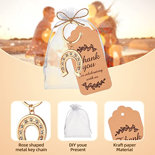 Winocbxt 50Pcs Lucky Horseshoe Keychain/Keyring For Baby Shower,Wedding Or Bridal Shower Party Favors,Gift,Souvenirs To Guests Bulk With Thank Tags And Gift Bags (Horseshoe) #TOP2