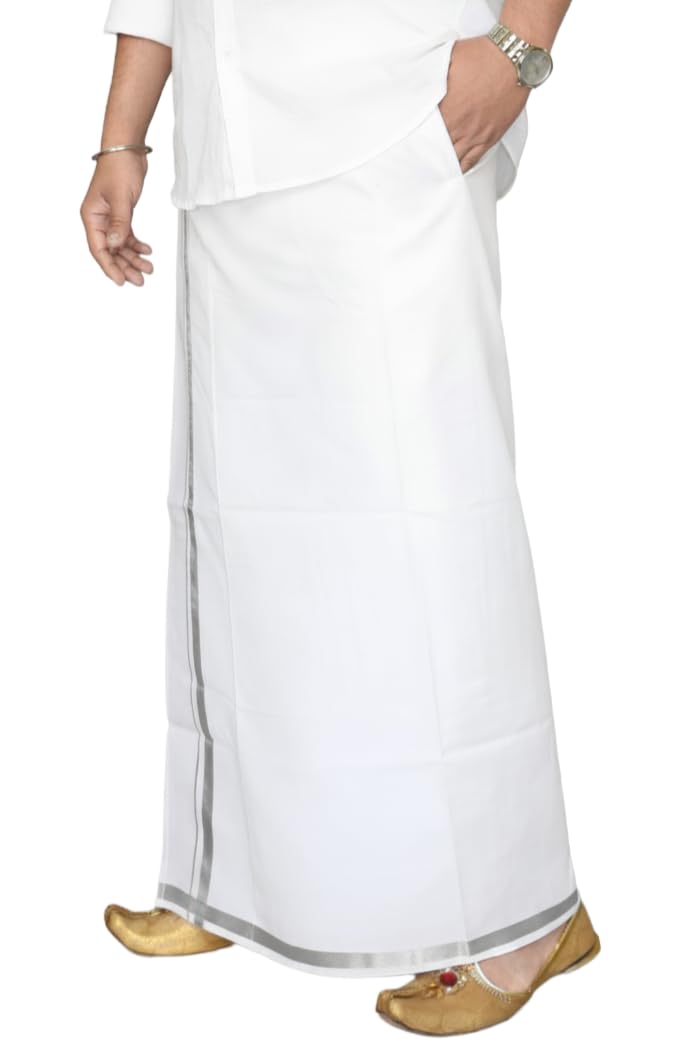 tuni mani Men's Cotton Special Quality Welcro Dhoti/Jari Border Pocket Vesti/Adjustable for all size-picture-49