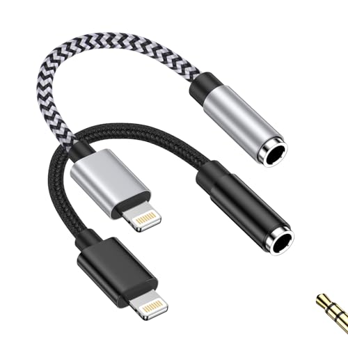 GAEF iPhone イヤホン 変換アダプタ Lightning - 3.5mm ジャック アダプター HIFI音質 24-bitハイレゾ MFi認証 高耐久性ナイロン編み 18cm 音楽/ビデオ/音量調節対応 ライトニング イヤホン変換 i-Phone