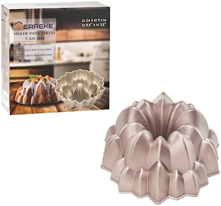 Erreke Forma do ciasta, nieprzywierająca i bardzo trwała forma aluminiowa, różowe złoto, średnica 24 cm, pojemność 2,5 litra, tortownica do pieczenia (Wodospad)
