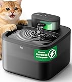 oneisall Wireless Cat Water Fountain for Drinking,20dB Ultra-Quiet 2.2L Cat Fountain for Indoors,4000mAh Battery Operated Pet Water Dispenser Motion Sensor,30 Day Cordless,10 Second Pump Clean,PW13