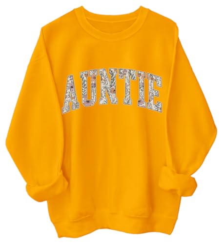 Floral Auntie Sweatshirt Men Women Graphic Hoodie, Groovy Auntie Retro Flowers Women Mother's Day Aunt Sweatshirt