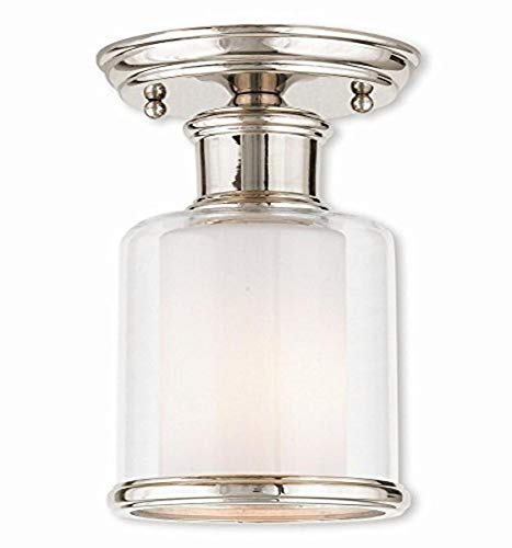 Livex Lighting 40200-35 Restoration One Light Ceiling Mount from Middlebush Collection in Polished Nickel Finish
