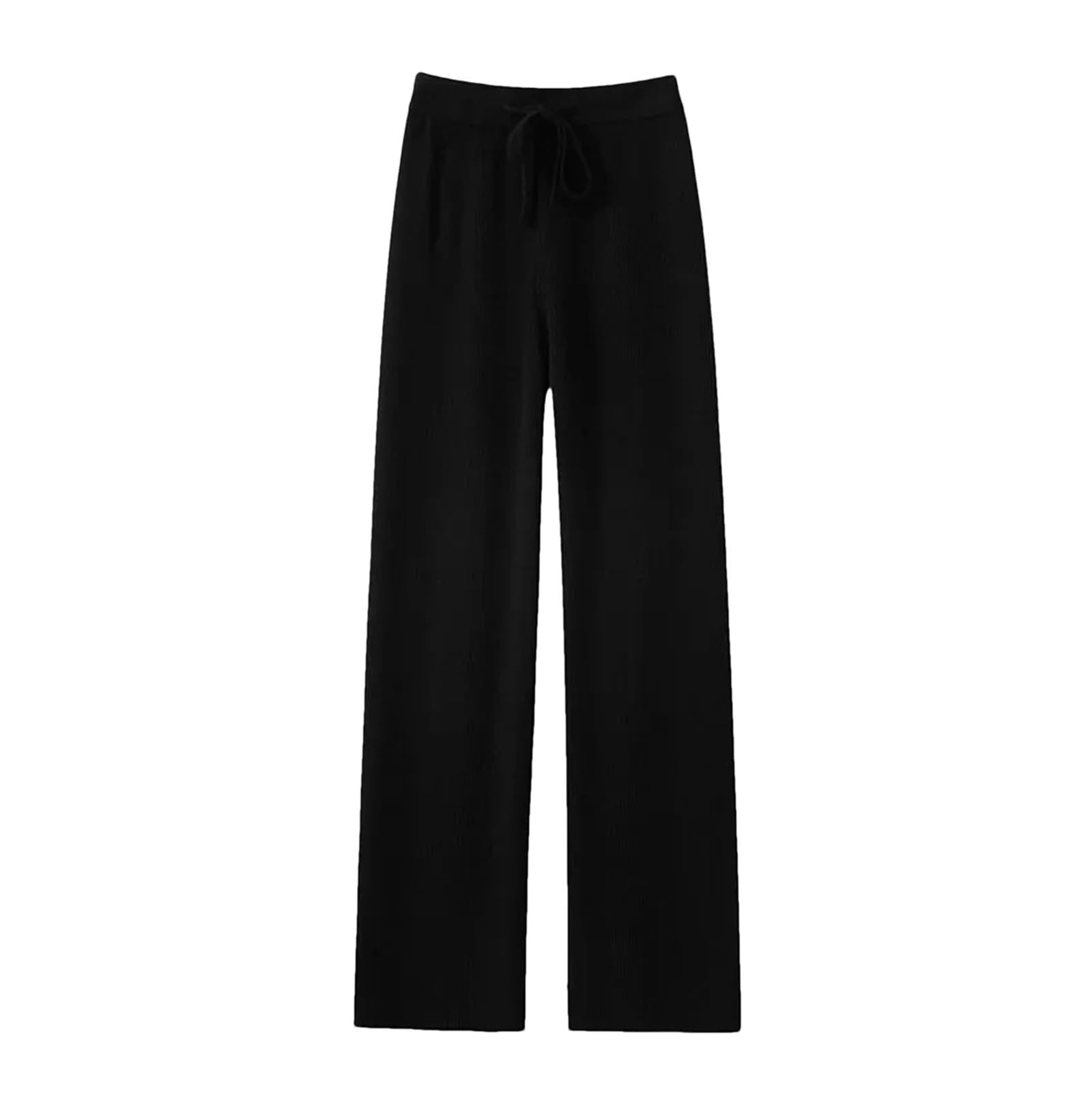 Pantaloni da donna a gamba larga lavorati a maglia coreana a vita alta con coulisse pantaloni dritti Streetwear eleganti pantaloni lunghi