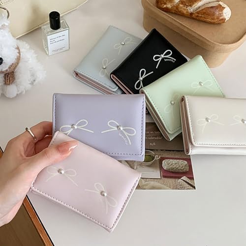 Eslcorri Cute Women Wallet Mini Cash Purse Small PU Leather Clutch Card Holder Slim Trifold Envelop Young Ladies Coin Pouch (B, Pink)4