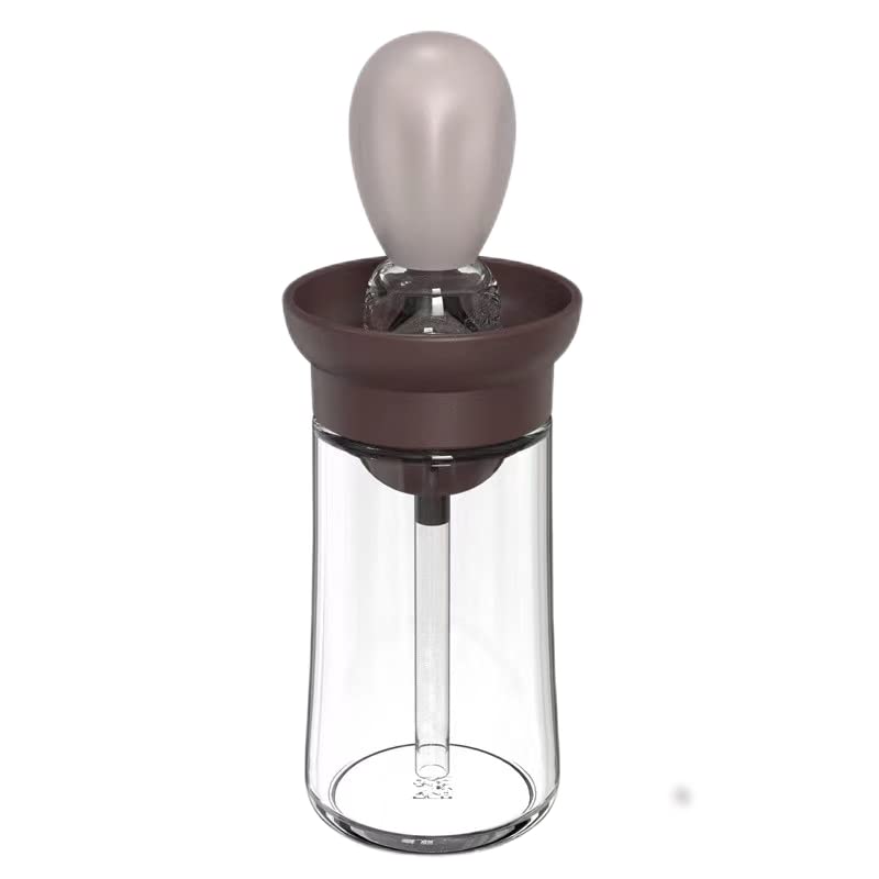 Oil Dispenser , Oil Bottle with Silicone Brush Spout Leakproof Condiment Container, 2 in 1 Squeeze Dispenser Bottle for Kitchen Cooking, Baking, BBQ,Marinating, Sauce Butter Oil, Barbecue (Brown)