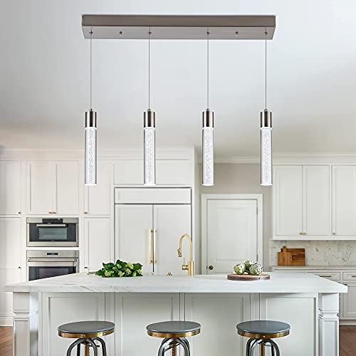 Image of 4-Light Integrated LED Hanging Pendant Ceiling Light Fixture Crystal